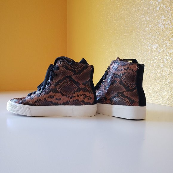 Rag & Bone High Top Snake Printed Leather Sneakers - Sz 38.5 (8.5) - Picture 9 of 16